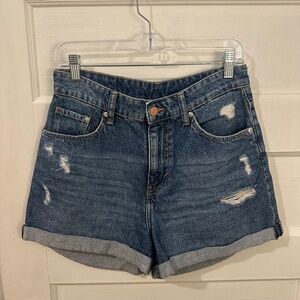 High-waisted denim shorts